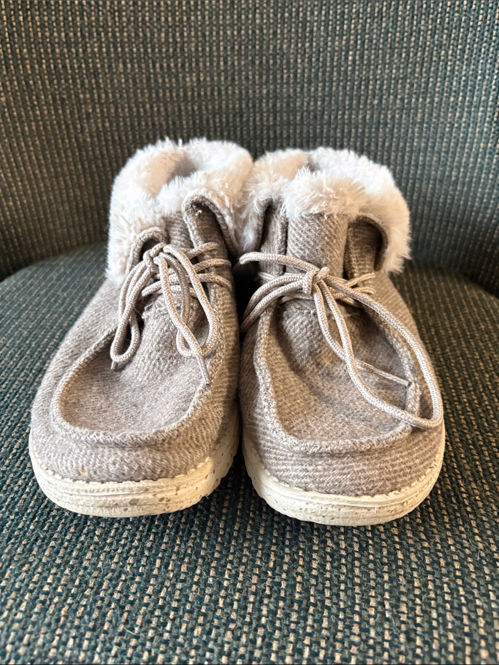Hey Dude Taupe Faux-Fur Lined Moccasin Sneakers